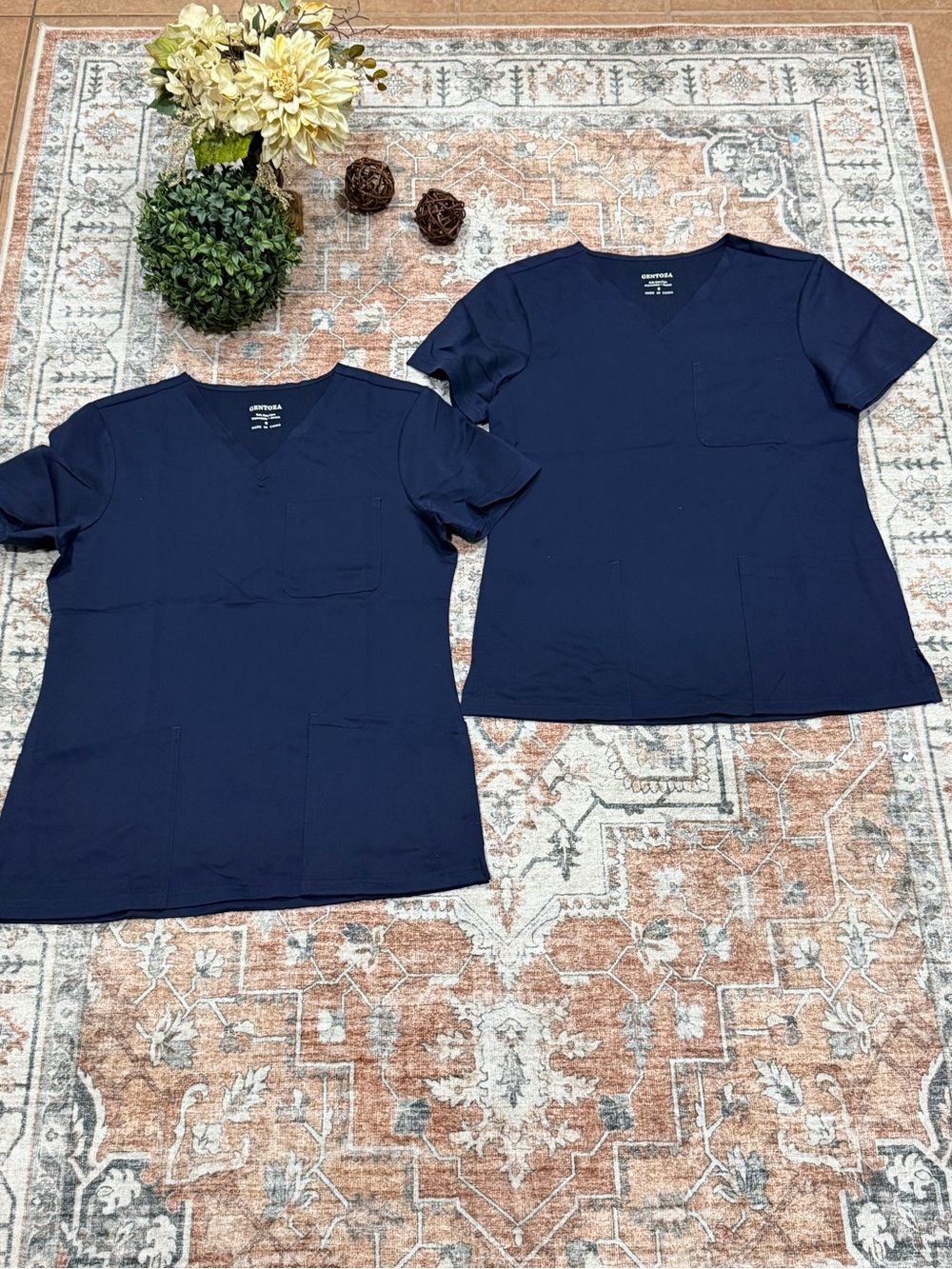 Cherokee Navy Short Sleeve Kids V-Neck Scrub Top